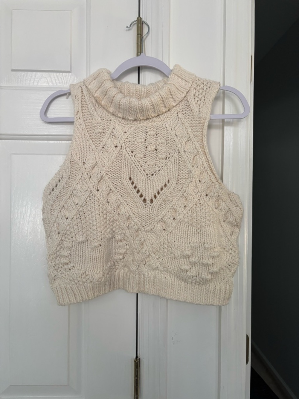 Free People Cable Knit Turtleneck Sweater Vest